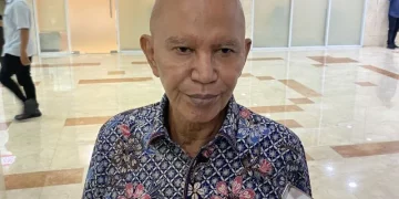 Ketua Badan Anggaran DPR RI Said Abdullah menjawab pertanyaan wartawan di kompleks parlemen, Senayan, Jakarta, Senin (6/4/2026). ANTARA/Fath Putra Mulya