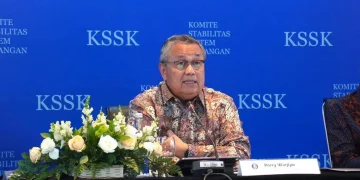 Gubernur Bank Indonesia (BI), Perry Warjiyo dalam konferensi pers Hasil Rapat Berkala KSSK II Tahun 2026 di Jakarta, Kamis (7/5/2026). (Foto: Reggy P)