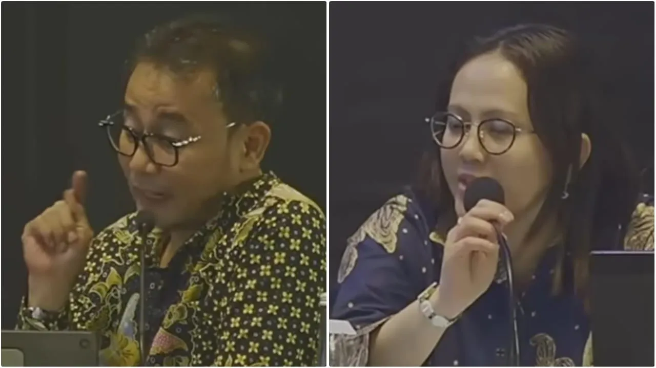 Indri Wahyuni (kanan) dan Dyastasita WB, juri Lomba Cerdas Cermat (LCC) Empat Pilar MPR RI 2026 Tingkat Provinsi Kalimantan Barat yang tengah viral di media sosial. (Foto/Tangkapan layar YouTube @MPRRIofficial)