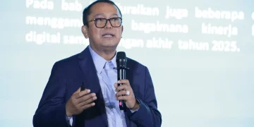 Bankir kawakan Osbal Saragi Rumahorbo menyampaikan sambutan dalam seremonial peluncuran buku karyanya berjudul "Branchless Banking dan Rahasia Sukses Agen Bank di Indonesia", di Hotel Indonesia Kempinski, Jakarta, Jumat, 22 Mei 2026. (Foto: Zaenal Abdurrani)