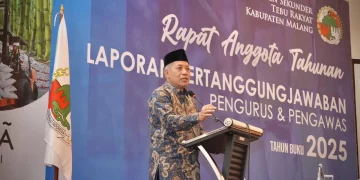 Menkop Ferry Juliantono saat menghadiri Rapat Anggota Tahunan (RAT) KPSTR Kabupaten Malang Tahun Buku 2025 yang digelar di Yogyakarta, Jumat (15/5). (Foto: Istimewa)