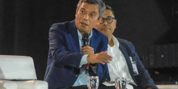 Direktur Utama Bank Tabungan Negara, Nixon LP Napitupulu dalam acara Jogja Financial Festifal di Jogja Expo Centar (JEC) Yogyakarta Sabtu (23/5/2026).