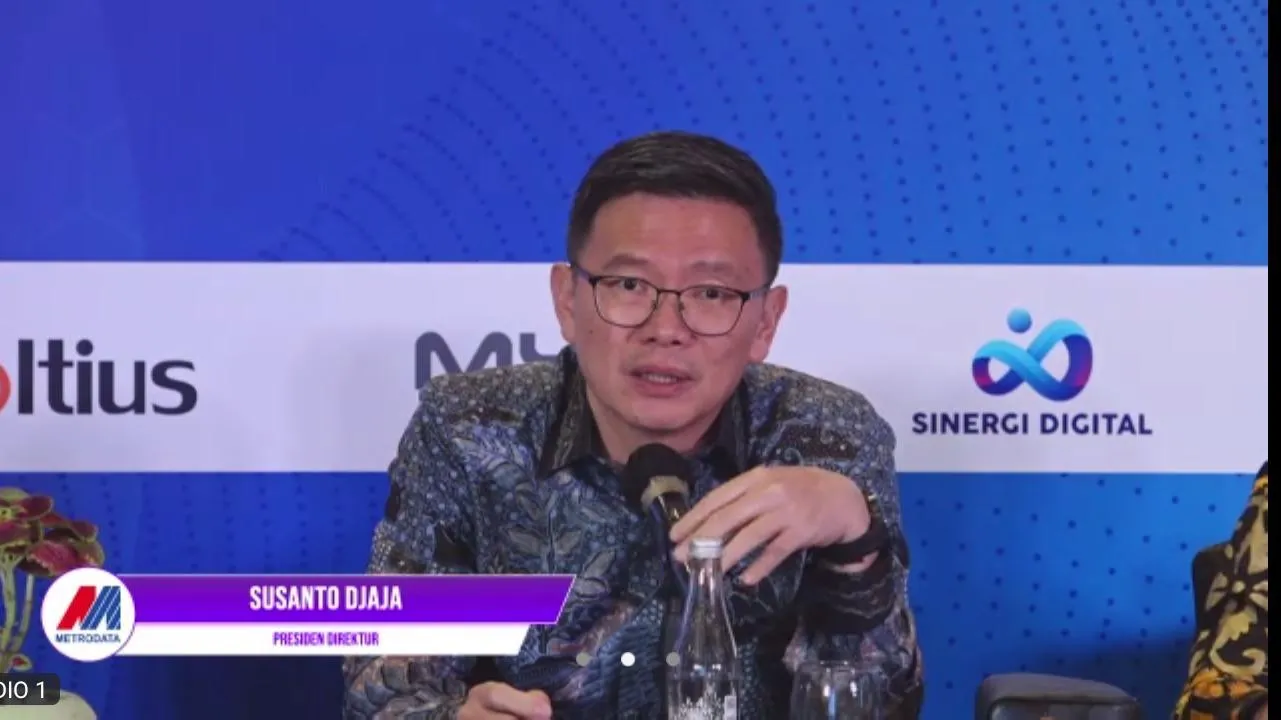 Presiden Direktur PT Metrodata Electronics Tbk (MTDL), Susanto Djaja dalam paparan publik (Pubex) perseroan, Selasa, 9 Juni 2026. (Foto: Tangkapan layar)