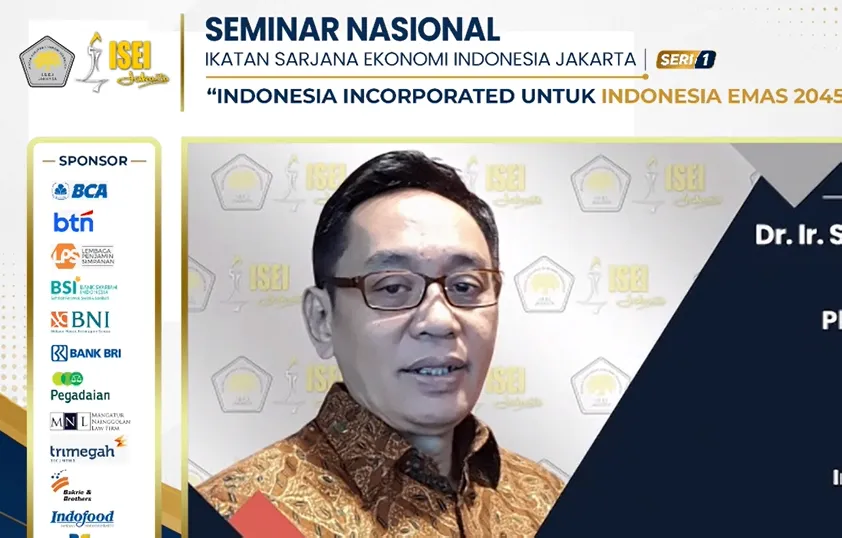 Ketua Bidang Kebijakan Publik Asosiasi Pengusaha Indonesia (Apindo), Sutrisno Iwantono, Rabu (10/6/2026). (Foto: Tangkapan layer ISEI)