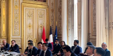 Peluncuran France–Indonesia High-Level Business Council (FI-HLBC) dengan nilai kapitalisasi sedikitnya 1,3 triliun dolar AS di Paris, Prancis, Kamis (28/05/2026). (Foto/ Istimewa)