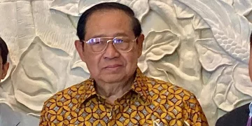 Presiden ke-6 Republik Indonesia Susilo Bambang Yudhoyono (SBY) usai menghadiri acara The 2026 Asia Grassroots Forum Hosted by Amartha di Jakarta, Kamis (4/6/2026). (Foto: Prima Gumilang)
